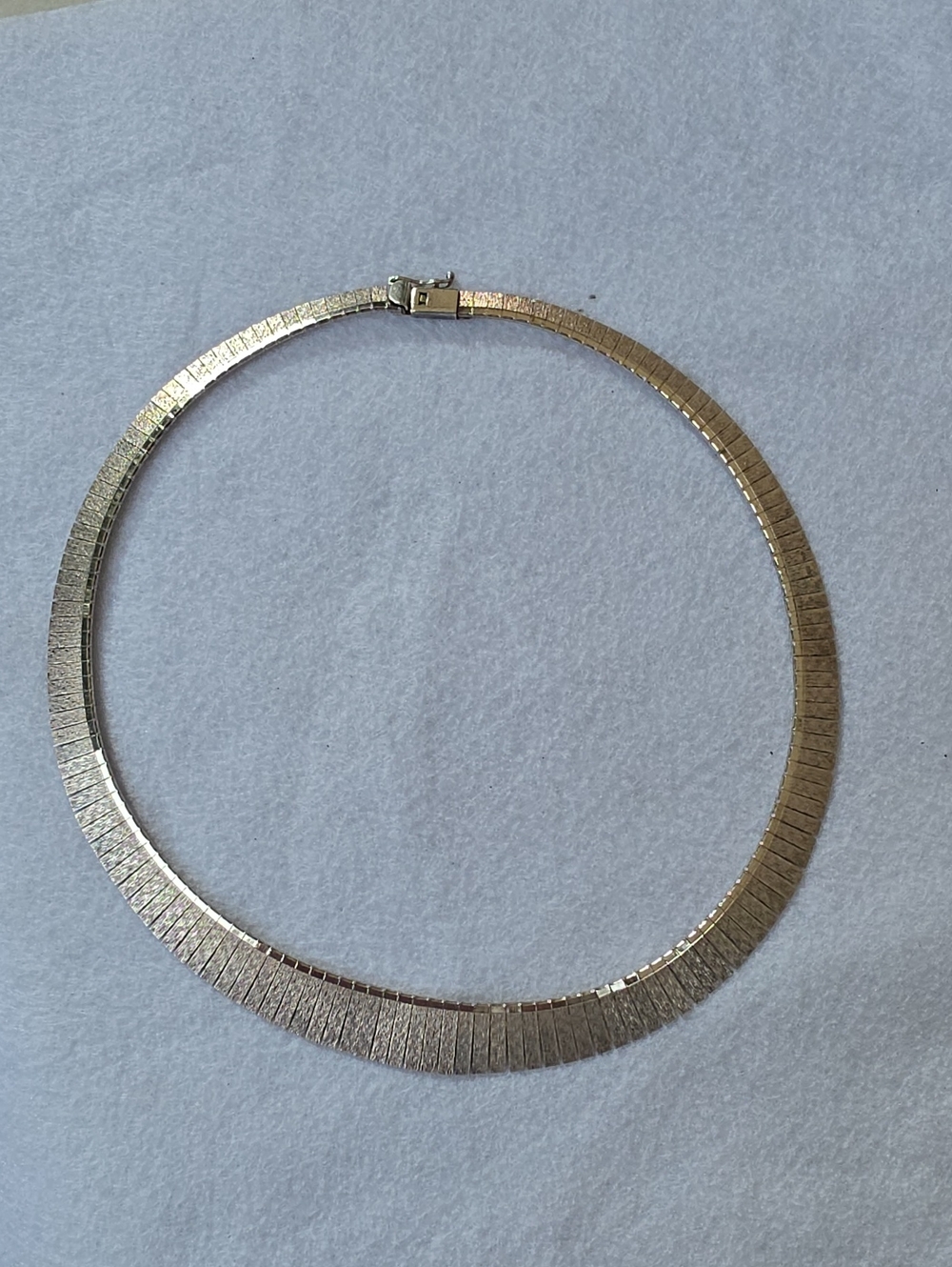 Vintage Italian 925 Sterling Silver Collar Necklace Bark Finish • 31.47g
